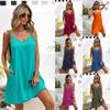 Women's V Neck Spaghetti Strap Casual Swing Dress Summer Beach Cover Up