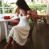 Women Spaghetti Strap Dress Summer Casual Smocked Bodice Tiered Ruffle Midi Dress Solid Color Beach Vacation Dress