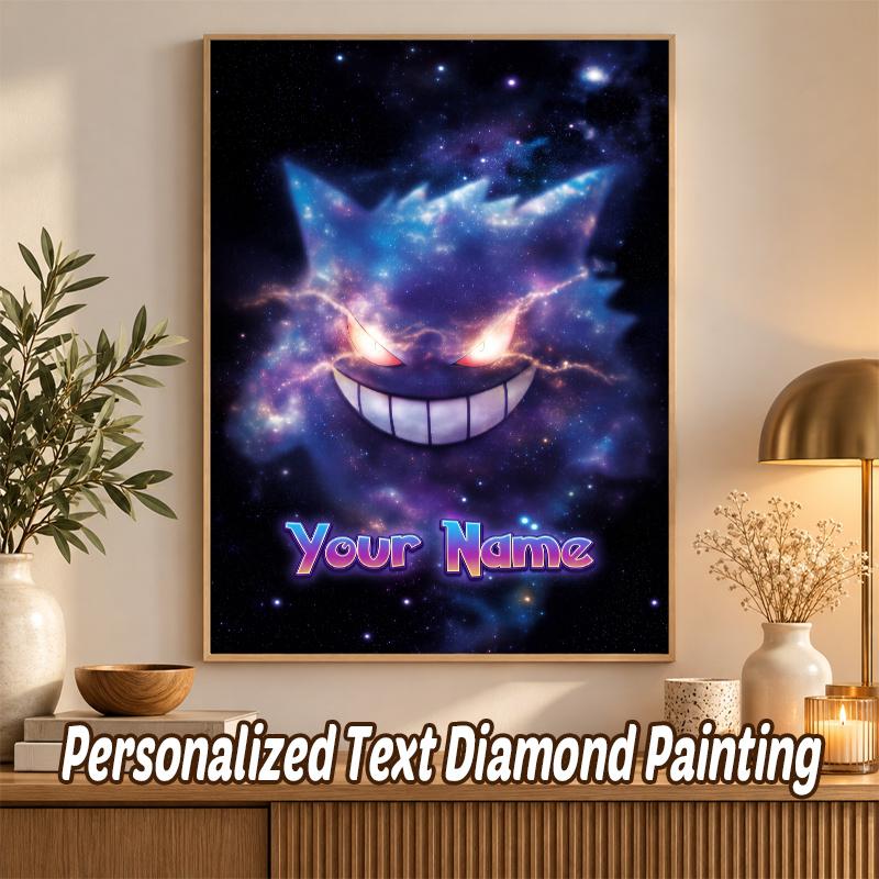 Gengar Custom Name Diamond Painting Personalized 5D Full Drill DIY Diamond Art Home Decor