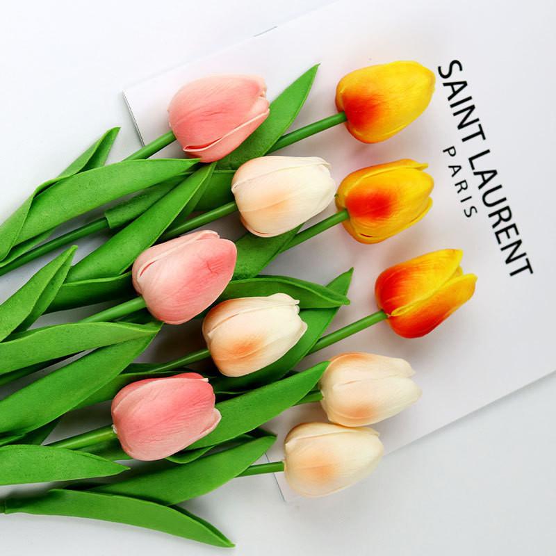 Tulip Pu Artificial Flowers For Wedding Decor Home Styling Props Photo