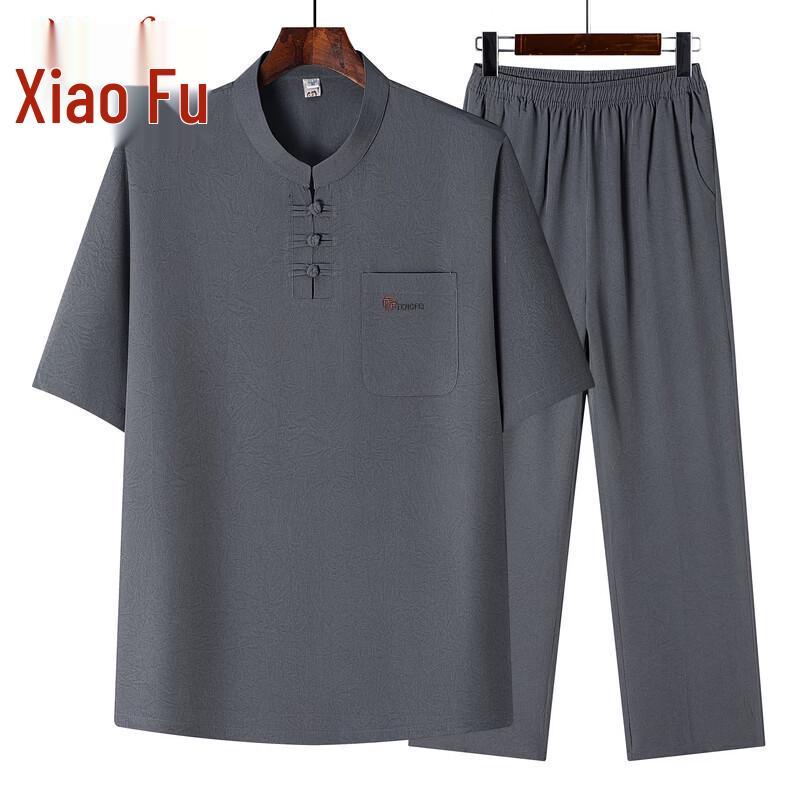 Elderly Men's Summer Ice Silk Tang Suit