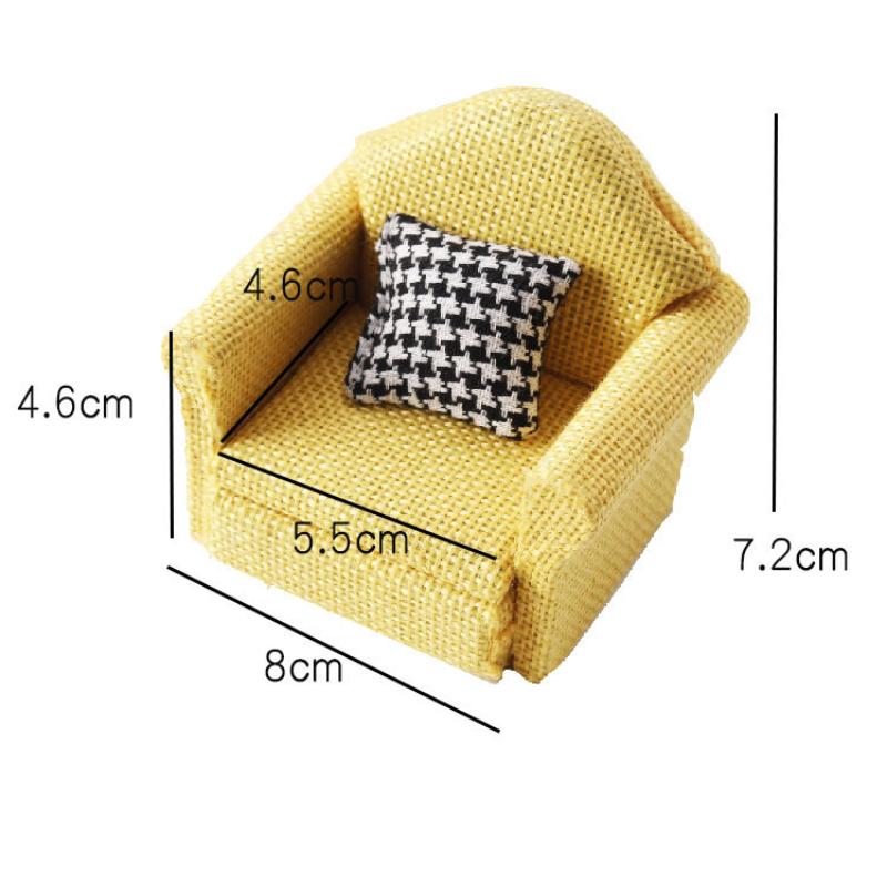 1/12 Dollhouse Mini Flax Sofa Throw Pillow Model Dollhouse Furniture Decoration Dolls House Home Scene Decor Accessories