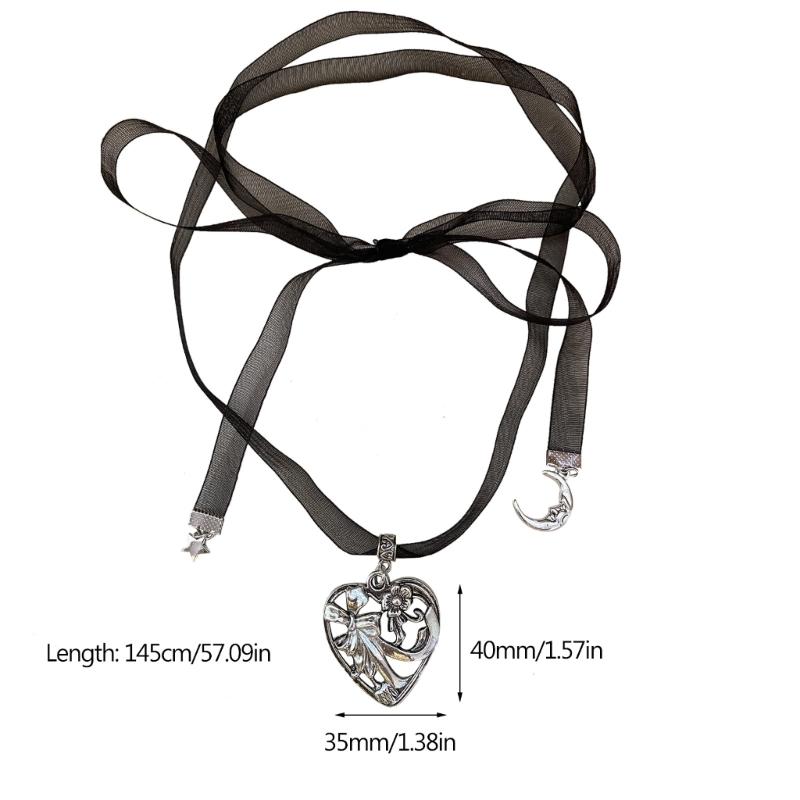 Korean Style Rope Neck Chain Necklace For Women Charm Metal Heart Pendant Collar Chain Choker Fashion Party Jewelry