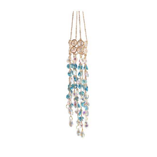 Faux Crystal Wind Chime for Outside, Window Hanging Sun Catcher, Prism Rainbow Maker Pendant for Home, Garden, Patio, Porch