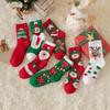 Women's Mid-Calf Coral Fleece Socks - Cute Reindeer and Snowman Design, Perfect for Autumn and Winter