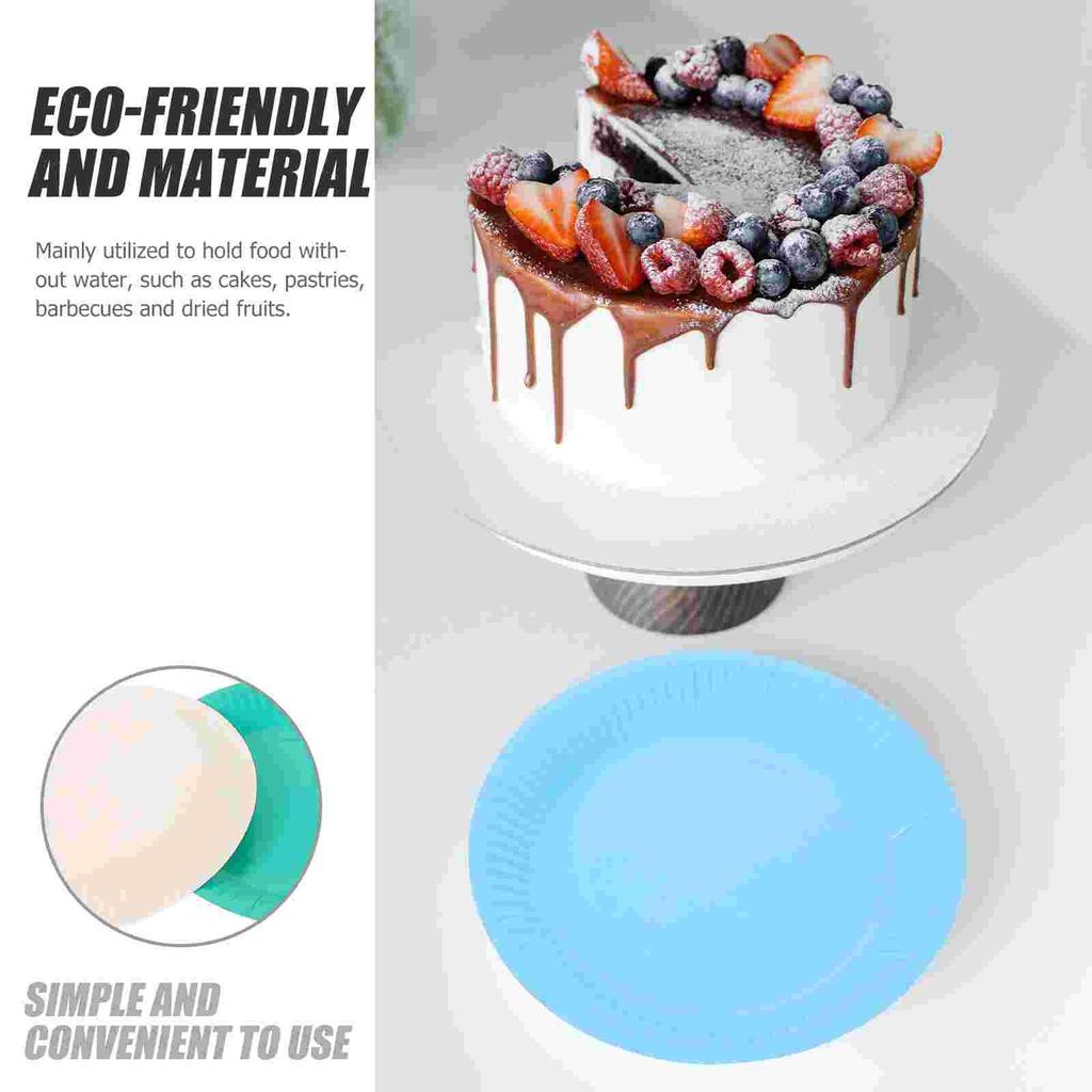 100pcs Colorful Disposable Paper Plates for Birthday Party Decor Eco Friendly Safe Paper Cake Plates for Parties