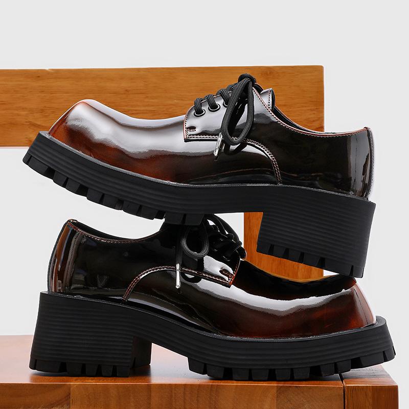 

European American Men Derby Shoes Thick Sole Gradient Color Persalized Casual High-end Youthful Fashiable Shoes 46