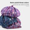 Korean Style Plaid Cloud Berets Sun Protection Octagonal Caps Japanese Button Hat  Streetwear