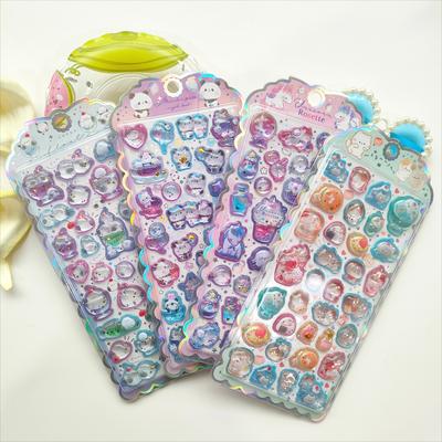 3D Animal Gem Relief Stickers Cute Cat Panda Candy Color Transparent DIY Decoration for Laptop Phone Notebook Kids Girls Gift Toys