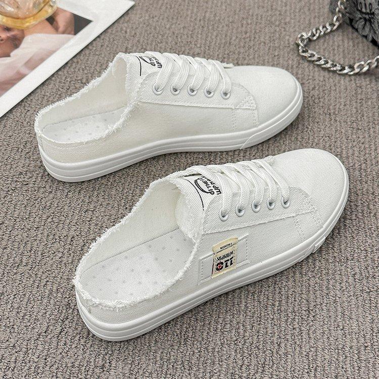 2025 Spring, Summer, Autumn and Winter Foreign Trade New Women's Shoes Women's Board Shoes Student Shoes Little White Shoes Low-top Round Head Ribbon