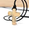Unisex Rose Quarz Kreuz Anhänger Halskette mit langem Wachskordel - Perfektes Weihnachtsgeschenk Schmuck