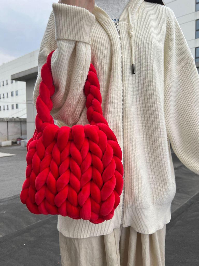 Xiaohongshu Velvet DIY Handmade Woven Crystal Yarn Handheld Messenger Bag