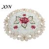 Kitchen Table Accessory Embroidered Flower Placemat, Round Floral Coaster Heat Resistant Durable Fabric Placemat Protector Mat for Dining Cup