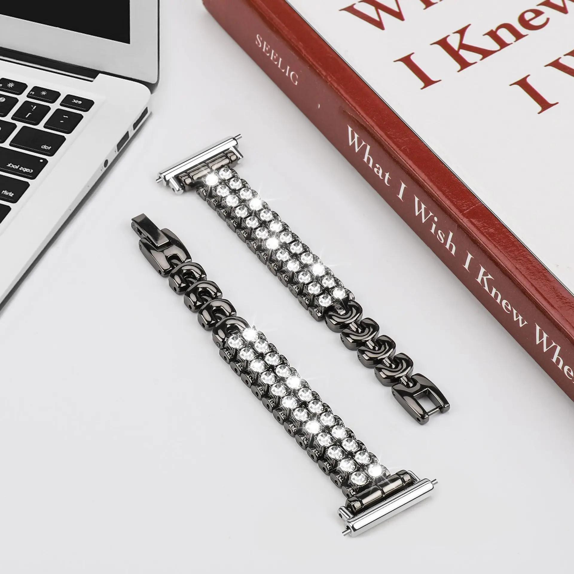 

18мм Діамантовий Ремінець Для Huawei Watch GT4 41мм Жіночий Браслет Для Garmin Vivoactive 4S Venu 3S 2S Forerunner 255S 265S Ремінець For Huawei GT4 41MM чорний