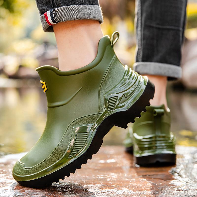 Rain Shoes for Men Waterproof, Anti-slip and Wear-resistant Short Rain Boots Fishing Rubber Shoes Kitchen Water Shoes New