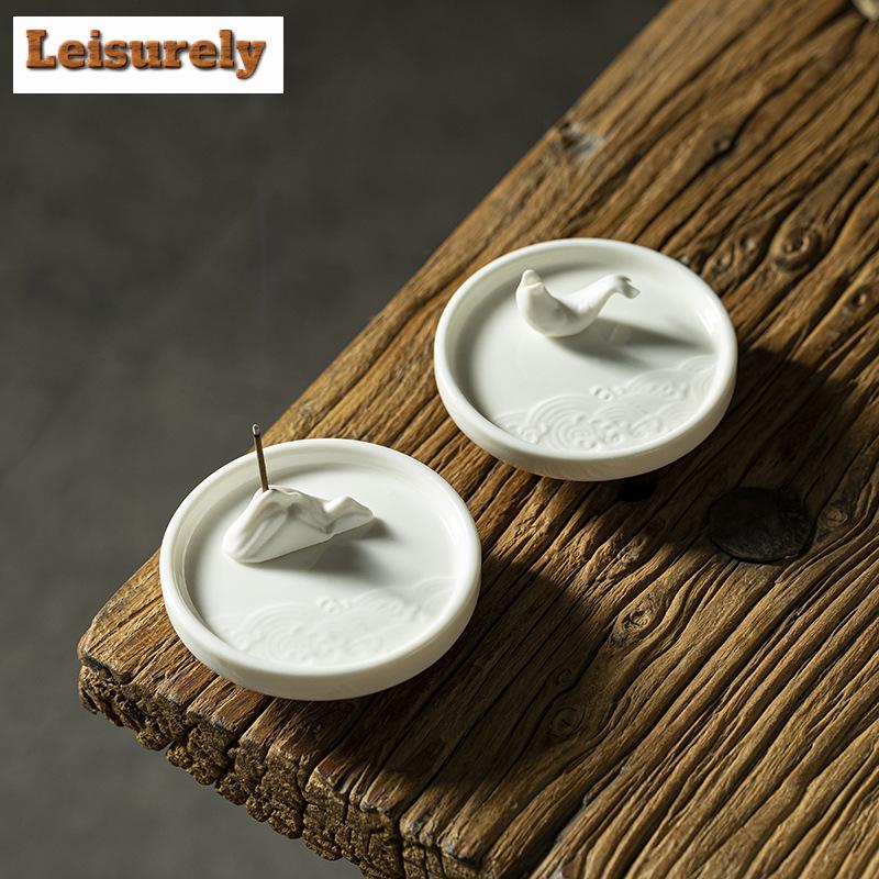 Ceramic Koi Line Incense Burner Insert Agarwood Sandalwood Base Zen Censer Holder Tea Table Indoor Decoration Ornament Gifts