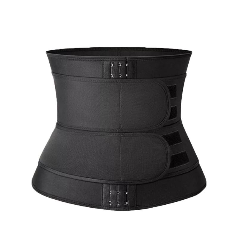 Double Belt Button Closure Neoprene Waist Trainer Sweat Body Shaper For Fitness Workout