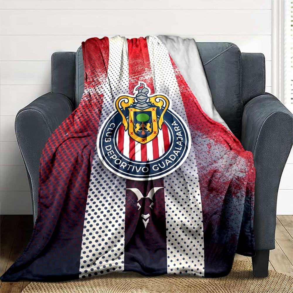 Chivas Guadalajara Print Flannel Blanket High Quality Warm Comfortable Cover for All Seasons Perfect for Gifts Home Decor