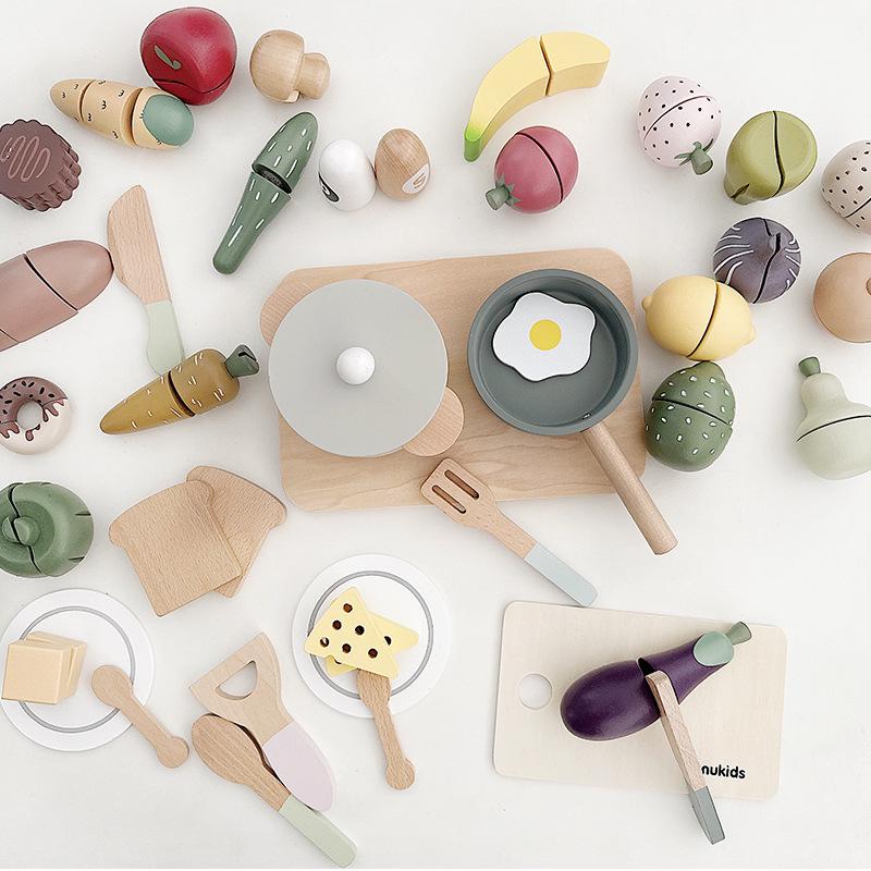 

Nordic Kids Wooden Play Kitchen Set: Fruits, Vegetables & Cooking Tools