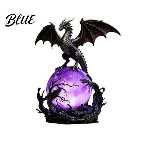 Resin Dragon Figurine Lamp USB Powered LED Light Gothic Style Decorative Ornament Fantasy Night Light Bedside Desk for Holiday Atmosphere