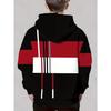 Trendy cool red black and white contrasting digital printed hooded sweatshirt for streetwear men