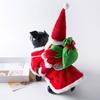 Funny Pet Christmas Outfit With Ride On Design For Small Dog Cats Holiday Celebration Dressingup Santa Claus Costume