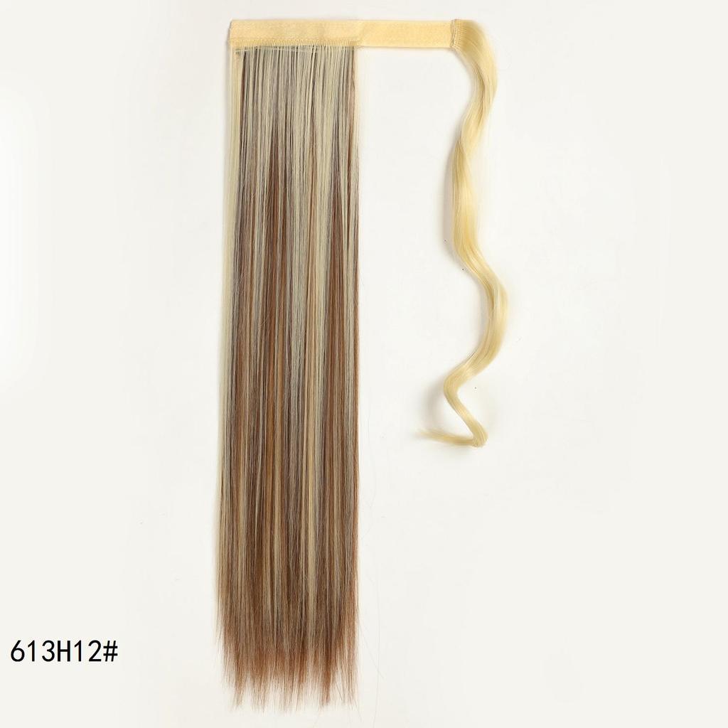 Synthetic Straight Ponytail Hair Extension With Velcro Wrap Design, 60cm Long Sleek Wrap Around Ponytail For Women Girls