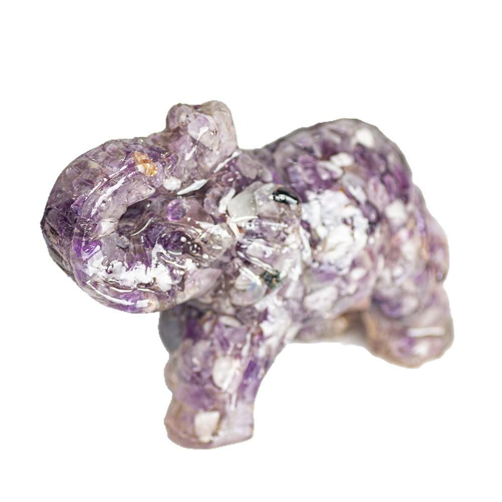 Crystal Elephant Resin Figurine With Semiprecious Stones For Office And Party Decoration