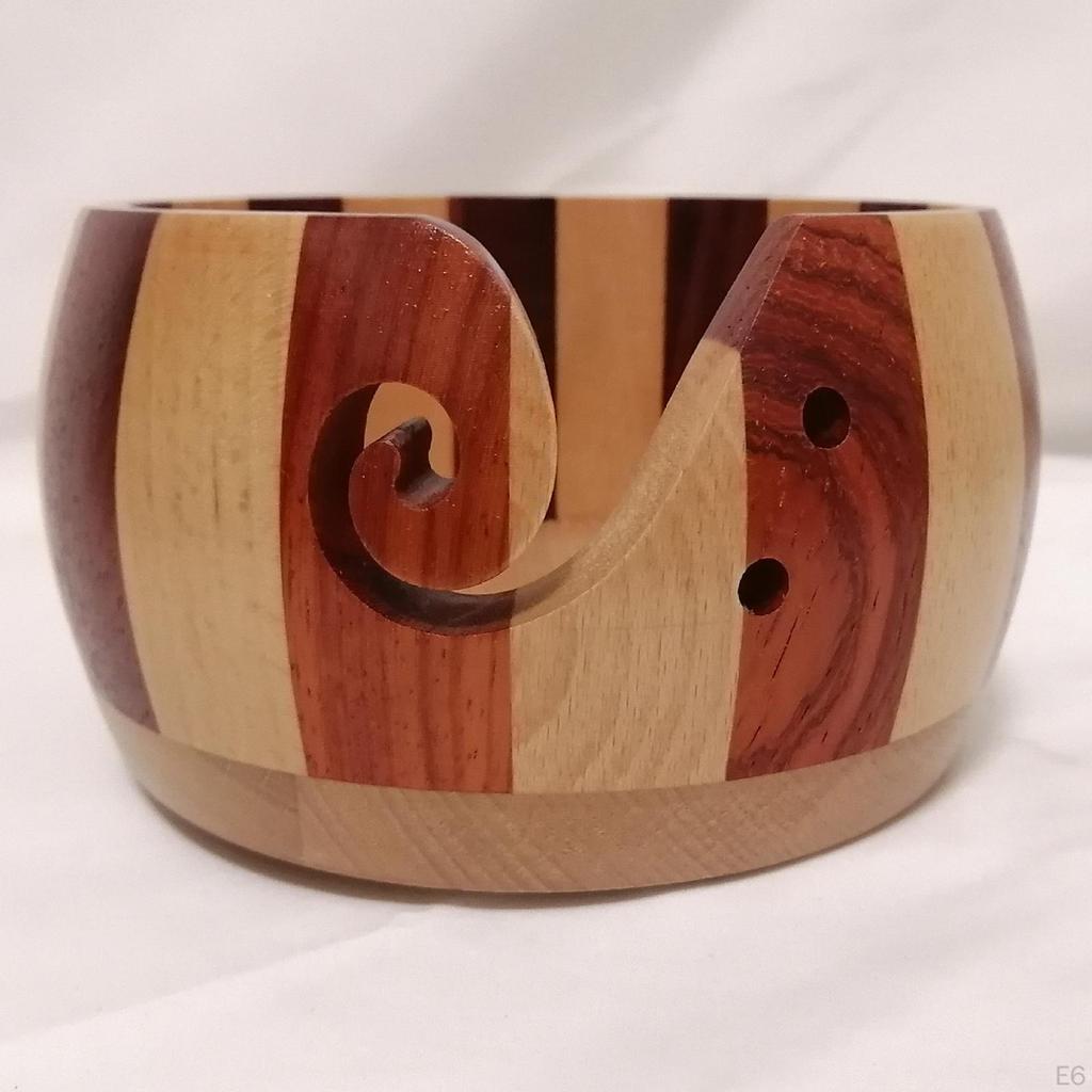 5.9 '' Crochet Yarn Bowl for Crochet, Knitting Holder, Wood Bowl, Basket