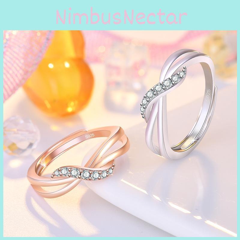 Korean Twisted Wave Ring For Women Copper Material Rose Gold Plated Geometric Design