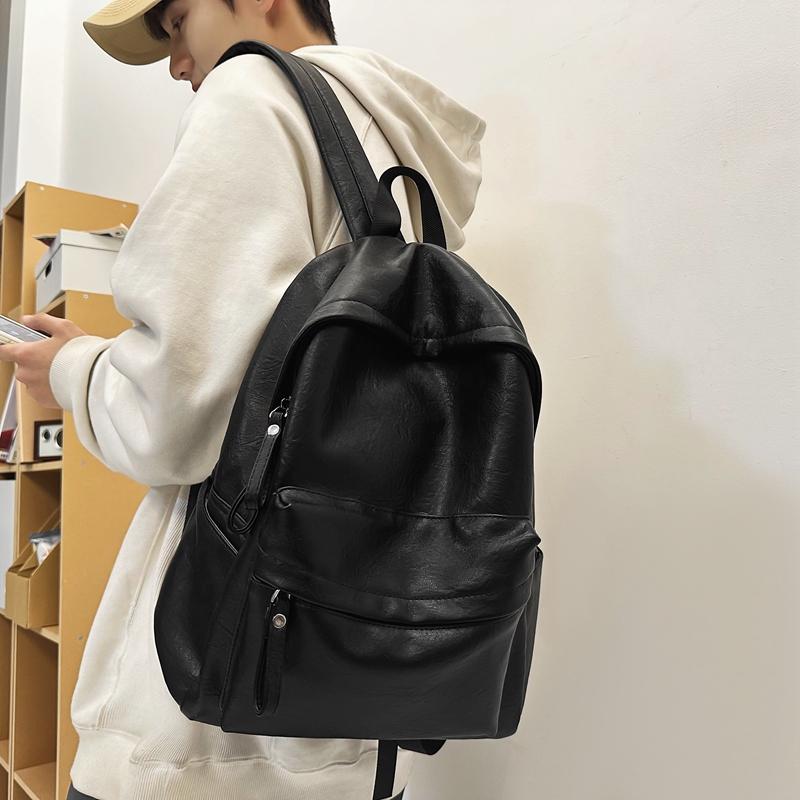 Men's Leather Backpack Large Capacity Travel Backpack Student School Bag Female Computer Bag