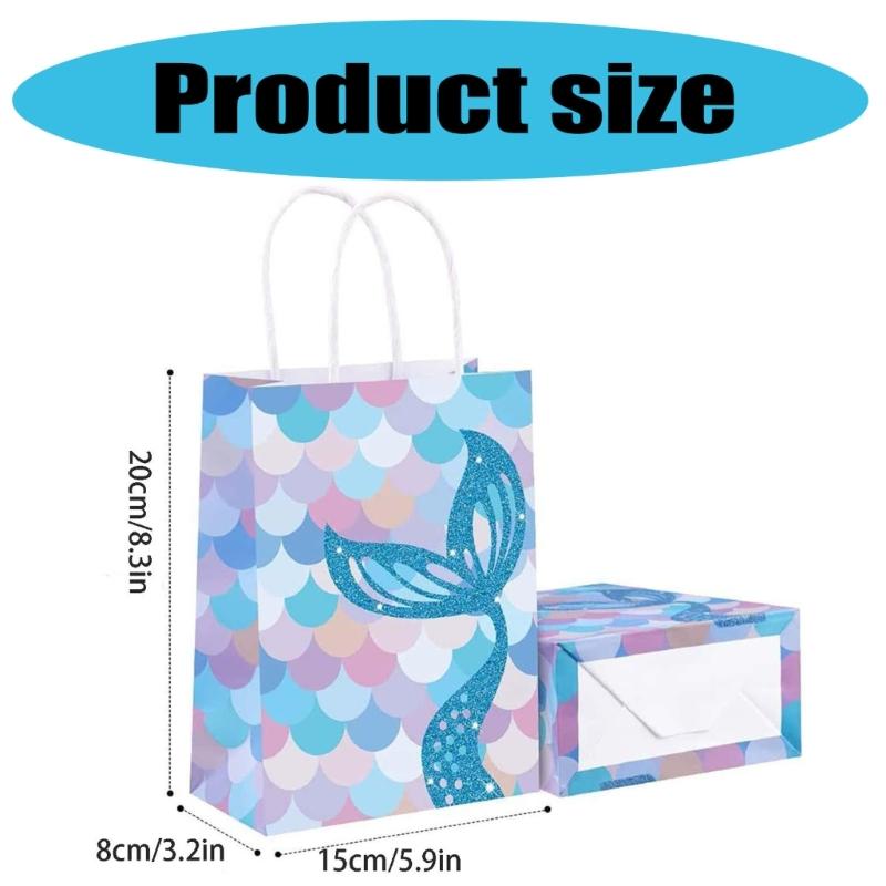 Pack of 10 Beauty Fish Theme Paper Bags with Scale Pattern Candy Storage Bags Suitable for Gifts and Party Favors