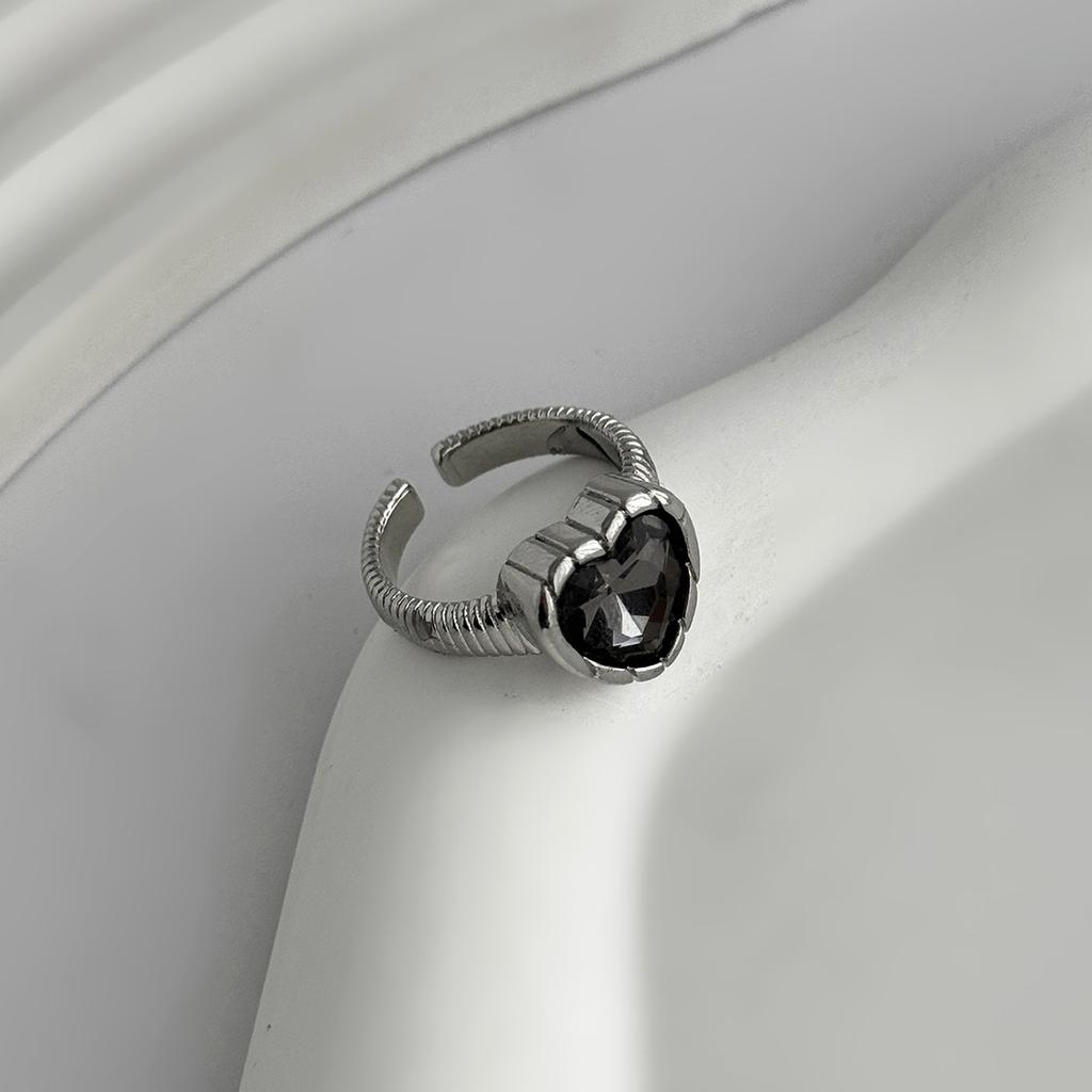 Minimalist Acrylic Rhinestone Open Ring for Women Fashion Heart Square Gray Crystal Adjustable Knuckle Ring Party Jewelry Gifts