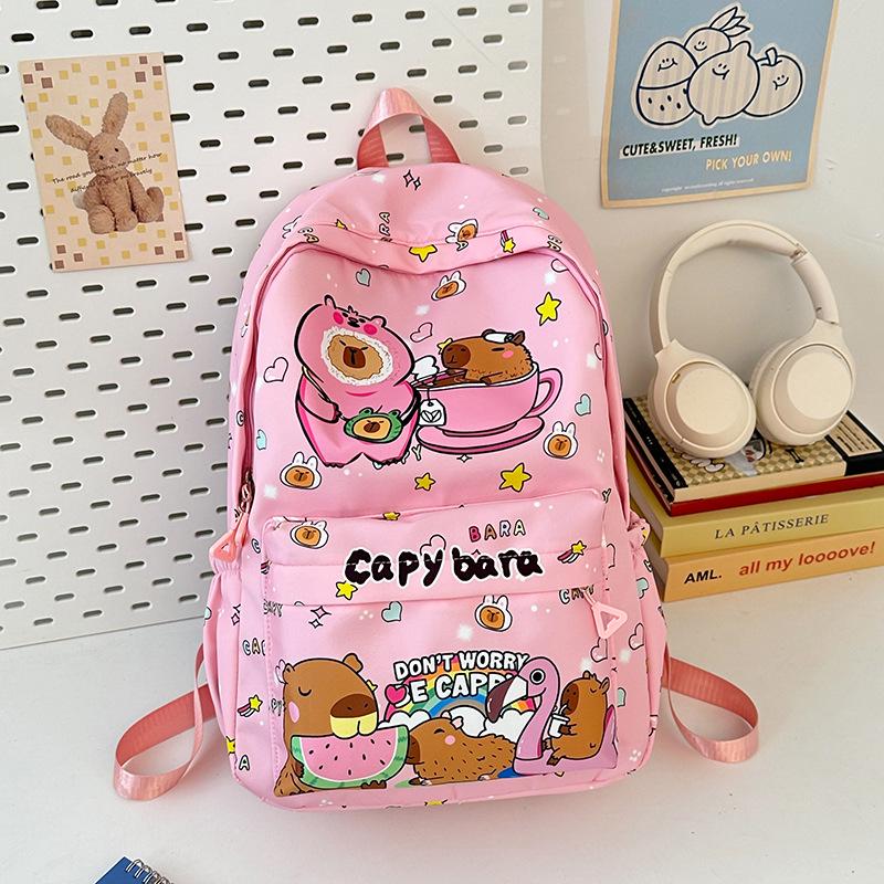2025 Trendy Capybara Print Backpack: Cute, Fashionable, Versatile Double Shoulder Bag with Large Capacity for Students