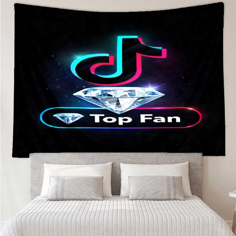 Neon Tiktok Logo Art Tapestry Hanging for Bedroom,Livingroom, Playroom,Decor Art Room Wall Tapestry Holiday and Birthday Gifts