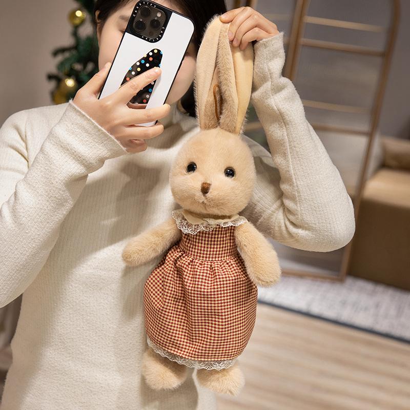 Adorable Cartoon Long Ear Bunny Plush Toy Soft Fluffy Stuffed Animal Doll Cute Present Gift for Kids Nursery Bedroom Home Decor