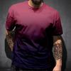 Simple Gradient T Shirts For Men Trend Summer Crew Neck Fashion 3D Printed Short Sleeve T-shirts Loose Casual Streetwear Tees