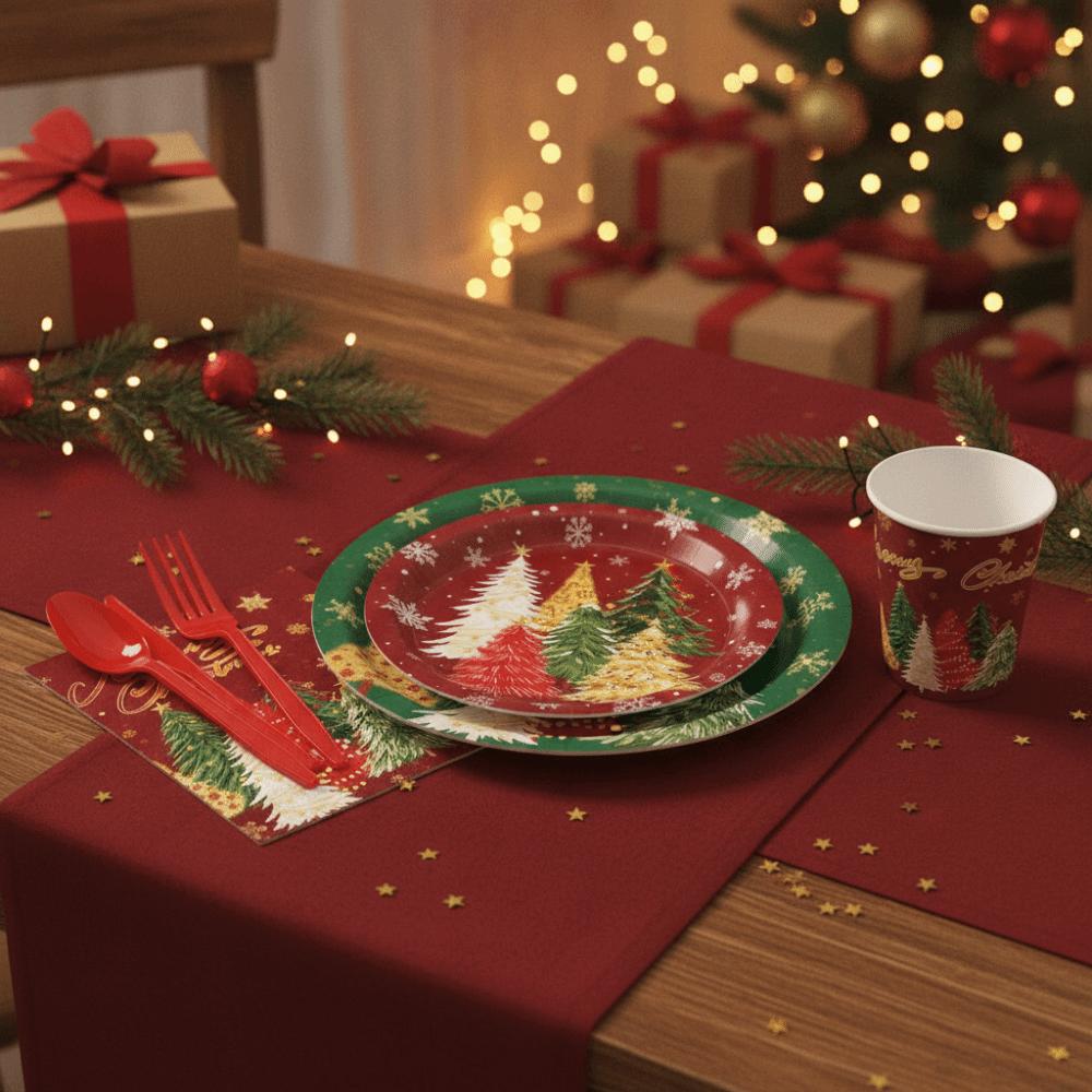Thickened Paper Disposable Tableware Set Waterproof Party Plate Cup Napkin Tablecloth Home