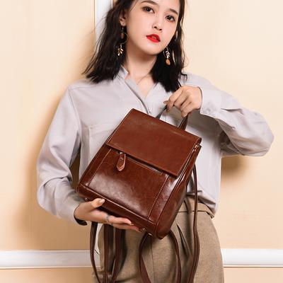 Zaino da Donna a Tracolla Borsa a Spalla in Vera Pelle Ragazze Scuola Femminile Pelle Naturale Libro Laptop Zaino Borse Messaggero