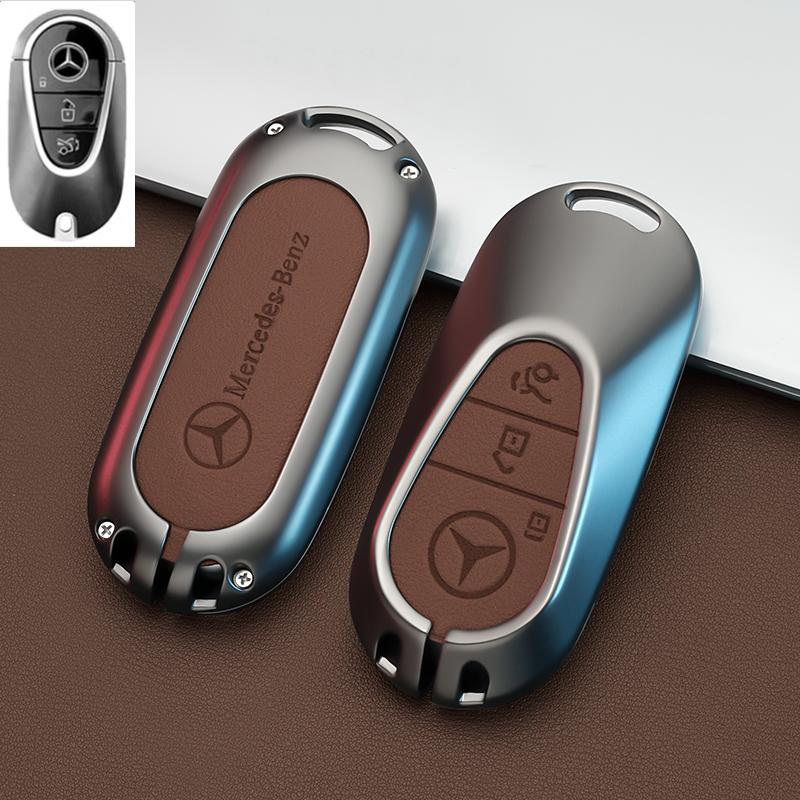 SFX1 Zinc Alloy+Leather Car Key Case Cover for Mercedes Benz 2021 C /S Class W223 W206 S350L S400L S450L S500L Protector