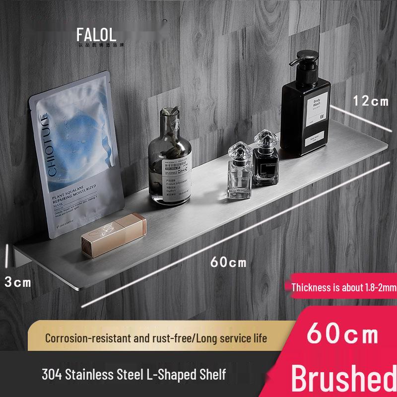 Gunmetal Gray Wall-Mounted Bathroom Shelf - 304 Stainless Steel Vanity Mirror Front Storage Rack