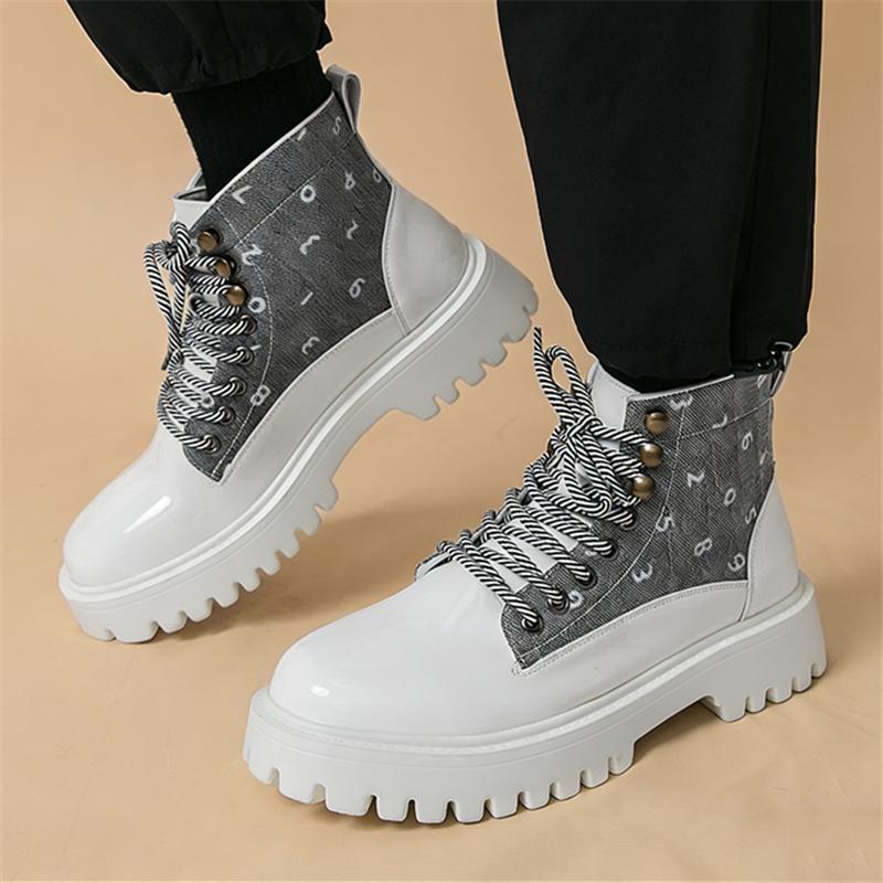 Luxury Fashion New Lace Up Mixed Patchwork Casual Ankle Boot for Men Winter Brand Designer High Tops Shoes Zapatos Hombre