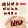 Almond Artificial Nail Wine Red Gold Christmas Theme French Manicure Set ABS Press on Nail For Quick Beauty Solution