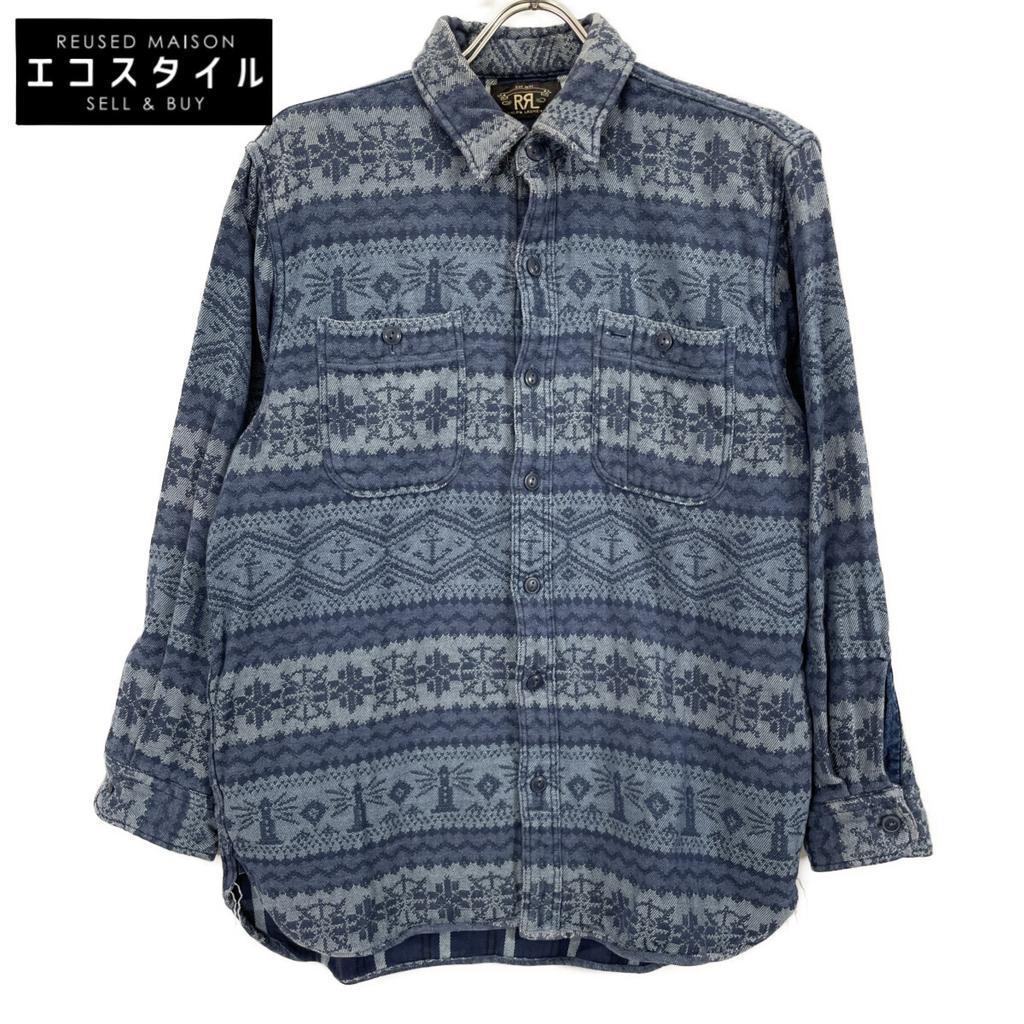 RRL Indigo Cotton Nordic Work Shirt tops M IndigoUsed