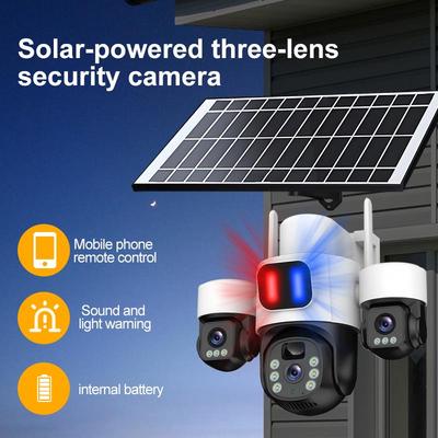 6MP Ultra HD 4G Solar Outdoor WiFi Surveillance Camera with Three Lenses