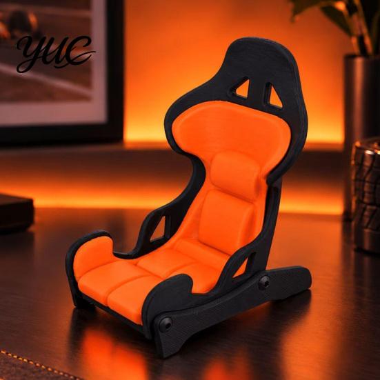 Universal Smartphone Support Racing Seat Shape Phone Holder for Desk, Cool Style Desktop Mobile Stable Stand, Compact Decorative 3D Printed Small Car