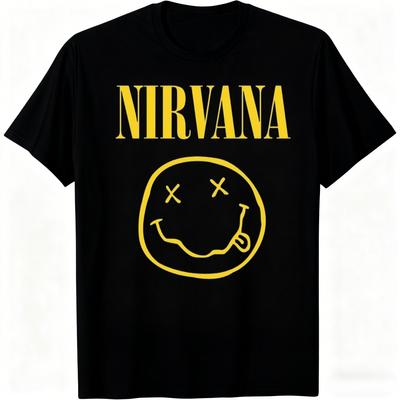 Fashion New Nirvana Rock Band UNISEXs Cotton Casual Tshirt Hiphop Style UNISEXs and Womens Oversized YK Tee Outdoor Street