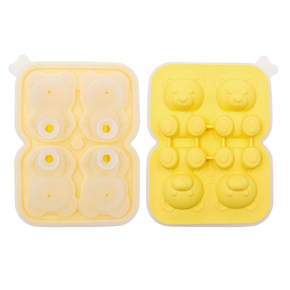 Silicone World DIY 4/2 Cute Bears Shape Ice Cube Silicone Mold Ice Grid Home Kitchen Ice Cream Molds Ice Ball Ice Making Box