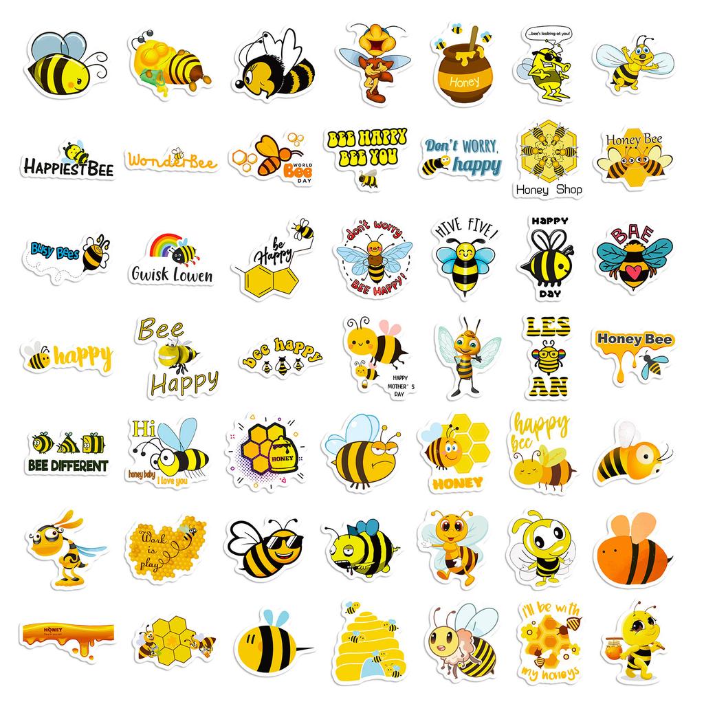 100 Stickers Little Bee Stickers Cartoon Cute Personality Children'S Room Arrangement Bedroom Diy Graffiti Stickers 4