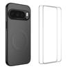 For Google Pixel 10 Pro XL Magnetic Case WANLONFENG TQ1 Series Carbon Fiber Texture PC TPU Phone Cover with 2Pcs Screen Films